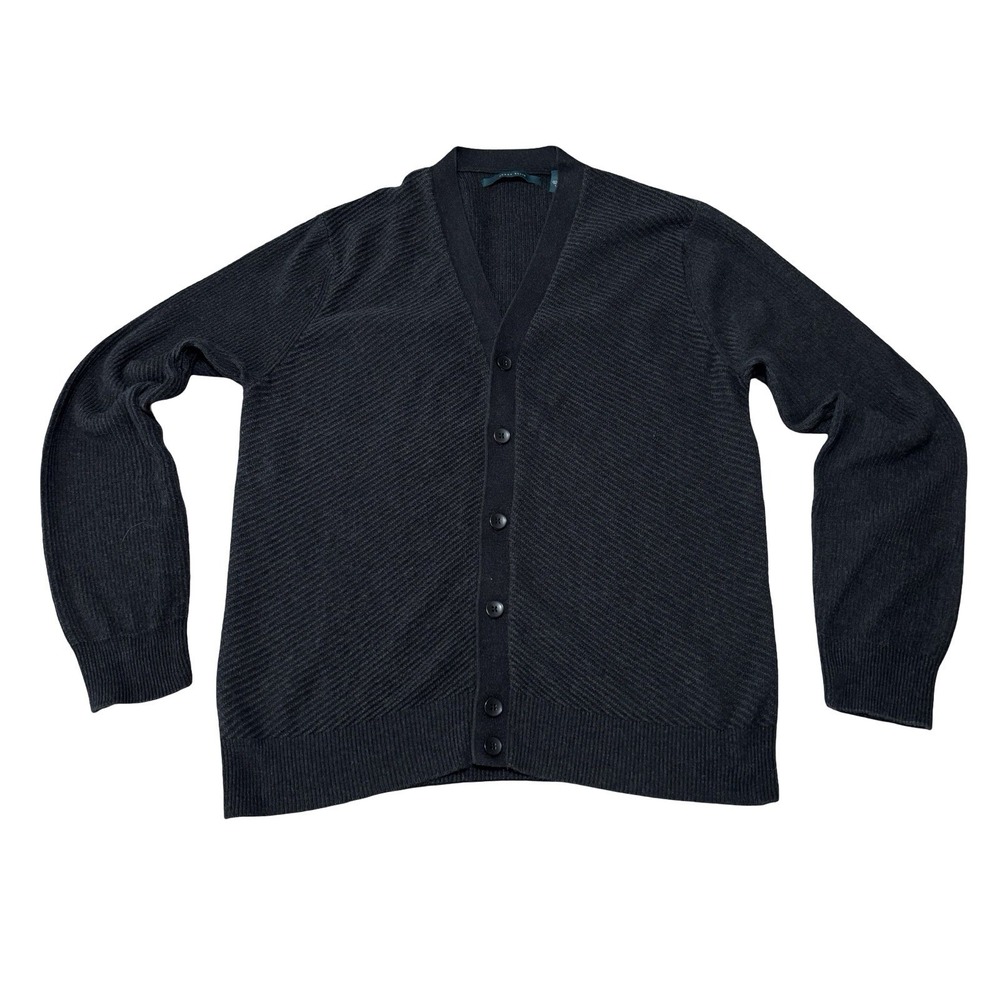 Perry Ellis Men's Button Up Knit Cardigan Black Size XL 22 x 28